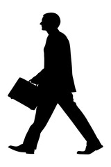 Silhouette of businessperson walking with briefcase, side view