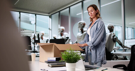 Woman Versus Robot In Office Job Takeover