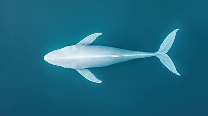 Fototapeta premium An aerial view shows a whale swimming in open blue water