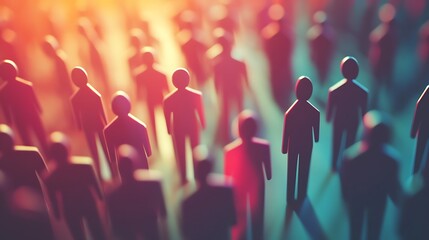 Many stylized figures in a vibrant crowd scene.