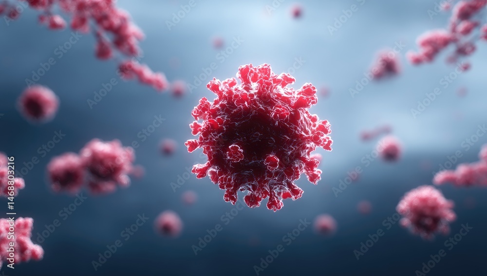 Poster detailed 3d model of a virus particle