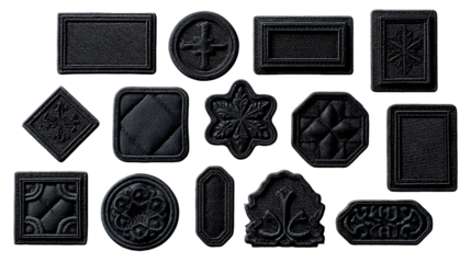 Dark Decorative Elements Collection: Various Shapes and Intricate Patterns, PNG
