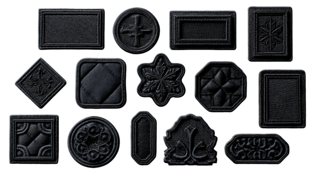 Dark Decorative Elements Collection: Various Shapes and Intricate Patterns, PNG