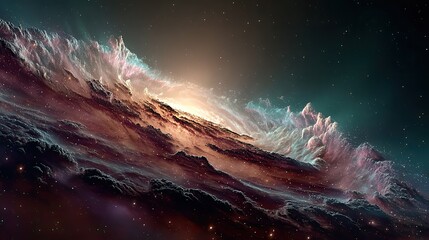 Fototapeta premium Discovering colorful nebulas and stunning galaxy views from cosmic locations in deep space