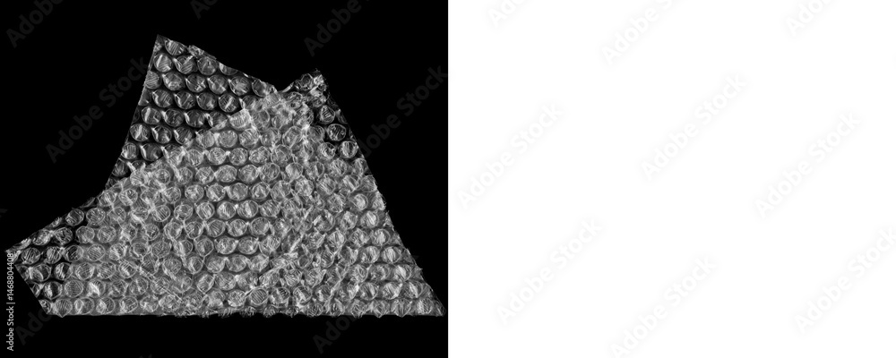 Poster folded bubble wrap mockup sheet with puffed cell texture on a transparent or white background