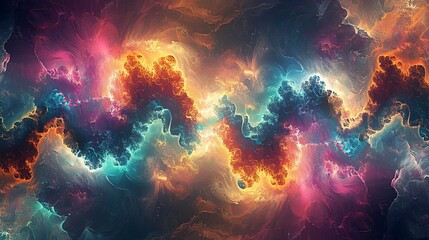 Abstract cosmic nebula swirls, vibrant colors, dark background, space art, website banner