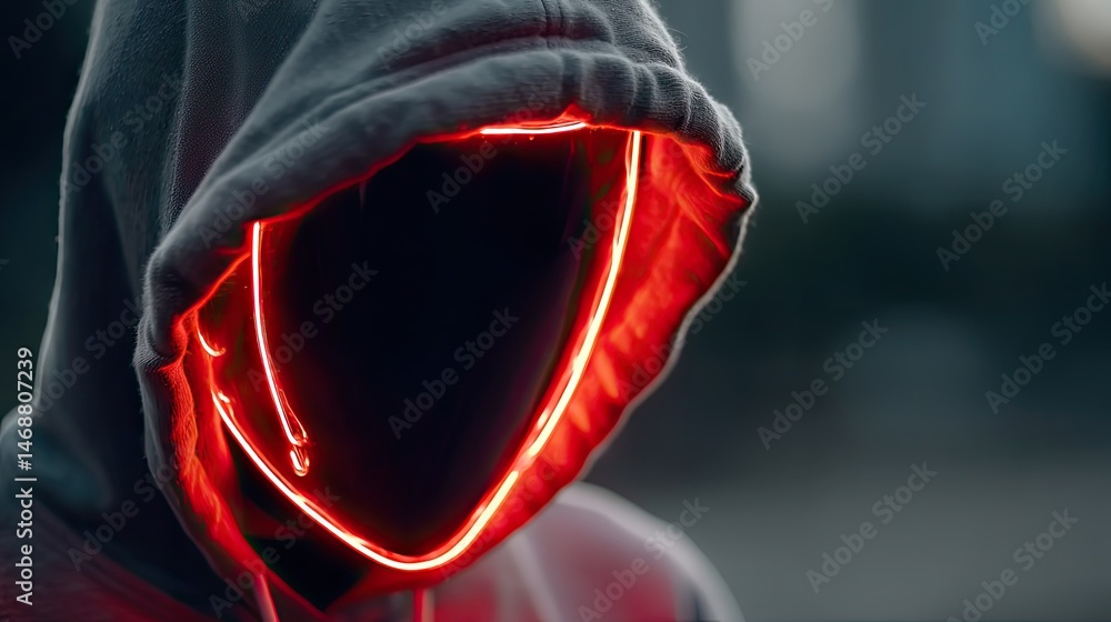 Aufkleber cyber hacker with glowing screen reflections in urban setting futuristic concept art dramatic view