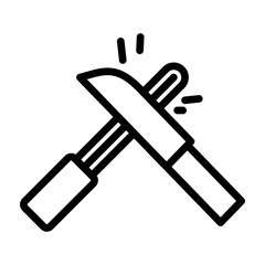 Knife Sharpner Vector Line Icon Design