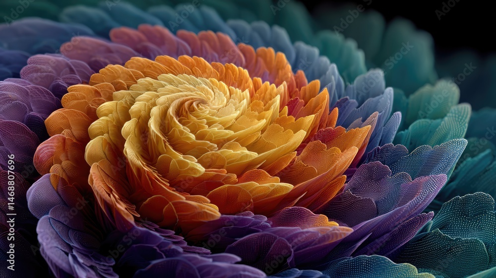 Aufkleber vivid fractal abstract art digital gallery artwork display colorful environment close-up view
