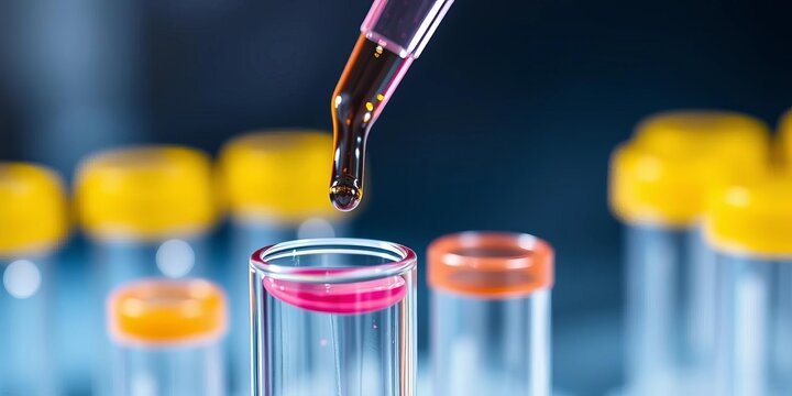 Close-up of a pipette transferring DNA sample into an Eppendorf tube,  biotechnology,   engineering