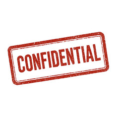 Confidential Stamp: A vintage red stamp prominently displaying the word "confidential" within a rectangular frame, set against a clean backdrop. conveys a sense of importance, secrecy and discretion.