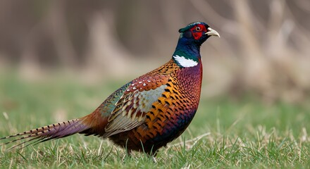 Pheasant Bird Standing on Grass