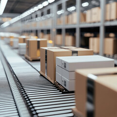 Cardboard box package warehouse conveyor shipping storage logistics delivery
