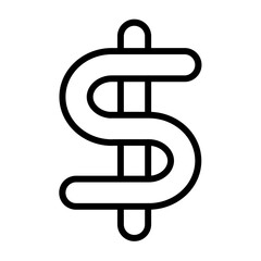 Dollar Sign Vector Line Icon Design