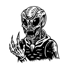 A sketchy style icon of invading space alien