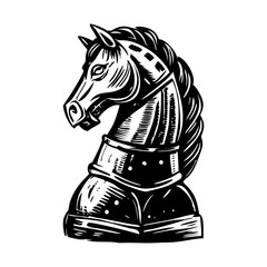 A sketchy style icon of chess knight © Prosymbols