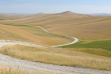 Obraz premium Winding Road Through Golden Hills