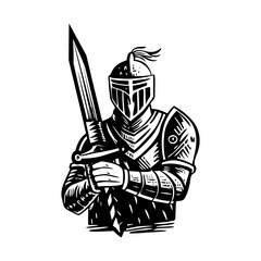 A vintage style icon of armored game knight