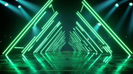 Fototapeta premium Vibrant abstract scene with neon beams illuminating the space.