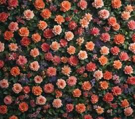 Vintage-style artificial flower wall backdrop, lush blooms ,  event,  roses,  vintage