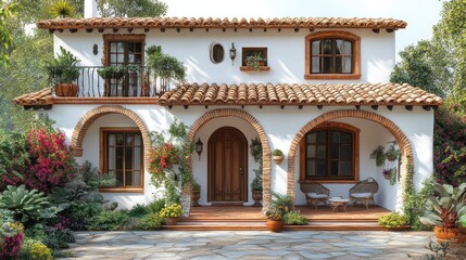 Fototapeta premium Mediterranean Style Home Exterior Design