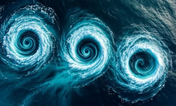 Oceanic Vortex Trilogy: A Celestial Dance of Aqua
