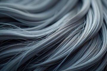 Close-up of textured grey hair, showing strands and natural highlights , grey-haired, light, grey hair