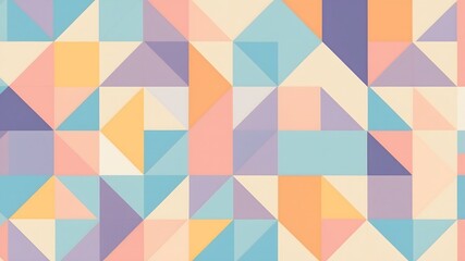 Pastel geometric shapes create a clean, modern background