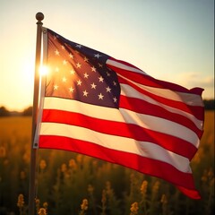 american flag waving in the wind