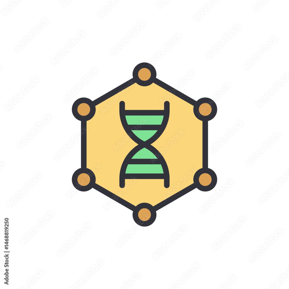 Aufkleber abstract dna strand inside a hexagon structure for science representation