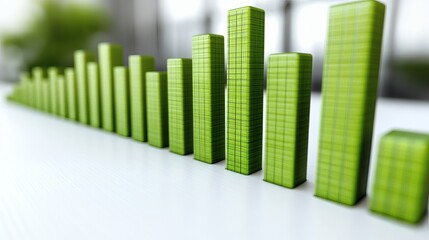 Obraz premium Light green bar graph chart