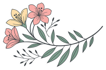 120 flower,floral,botanical,natural,leaves,green,pink,yellow,circular,simple,minimalist,illustration,icons,pattern,vector