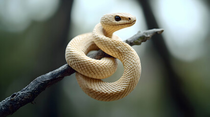 Fototapeta premium Cream Colored Snake On Branch