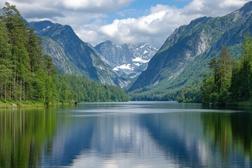 Fototapeta premium Mountain lake serene view