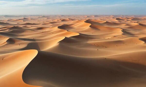 Vast Undulating Desert Dunescape at Sunrise