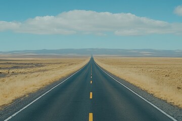 Fototapeta premium Empty highway stretching into a vast desert landscape
