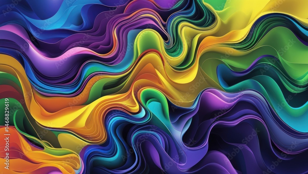 Poster vibrant, abstract swirls of color in a dynamic, flowing pattern