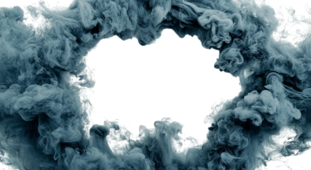 Png of Swirling smoky clouds form an intricate circular frame, creating a mysterious and atmospheric vibe.