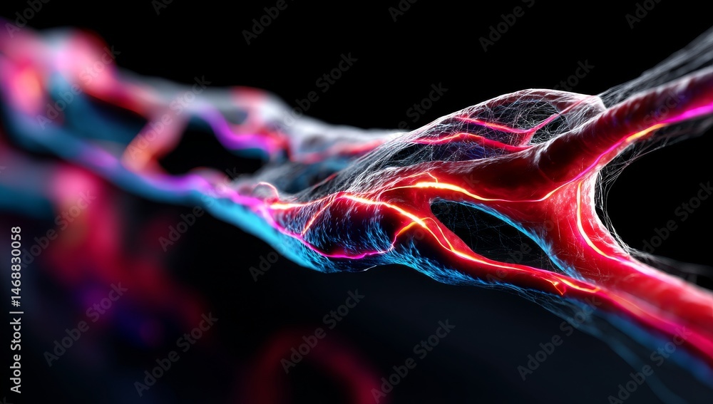 Poster abstract digital background with glowing geometric shapes representing global network technology