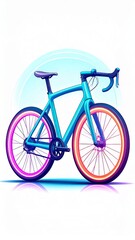Sleek blue bicycle with vibrant wheels illustration cycling transport and modern design, perfect for active lifestyles and eco friendly themes