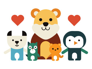 Naklejka premium cute animal icons for father's day