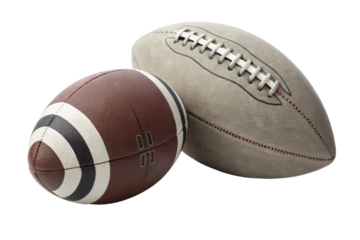 Two Distinctive Rugby Balls on White Background for Sports Use