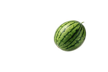 Obraz premium Fresh Watermelon with Striped Green Skin on Black Background