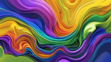 Obraz premium Vibrant, swirling abstract artwork featuring dynamic multicolored waves and fluid forms