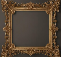 Ornate gold scroll frame, vintage floral details, backdrop, card