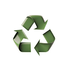 Obraz premium 3D Render of Green Recycle Arrows on Transparent Background