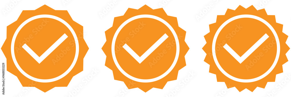Aufkleber set of check mark icons. profile verification icon. checkmark facebook, instagram and twitter use ve