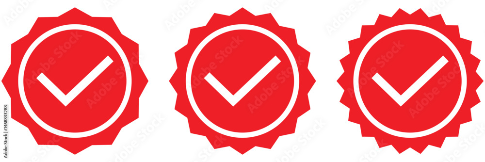 Poster set of check mark icons. profile verification icon. checkmark facebook, instagram and twitter use ve