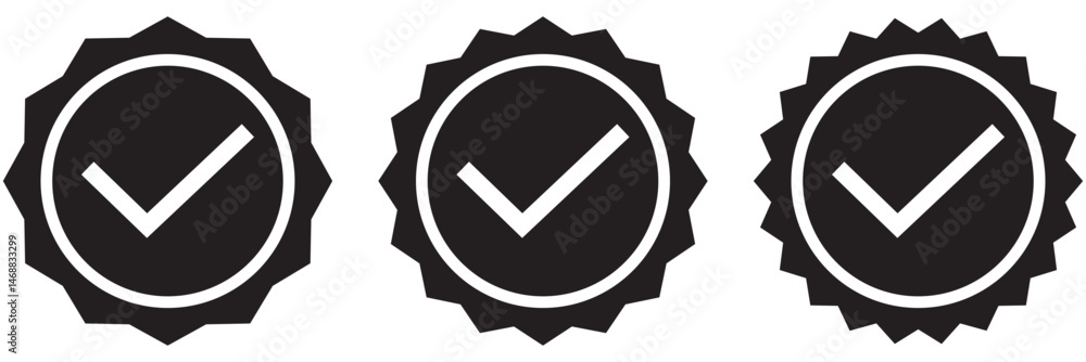 Aufkleber set of check mark icons. profile verification icon. checkmark facebook, instagram and twitter use ve