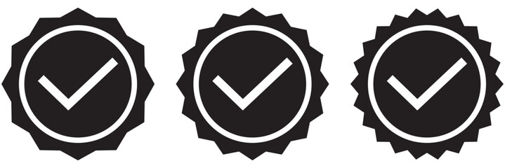 Set of check mark icons. Profile verification icon. Checkmark Facebook, Instagram and Twitter use Vector. Badge check icon. Verify icon stamp.